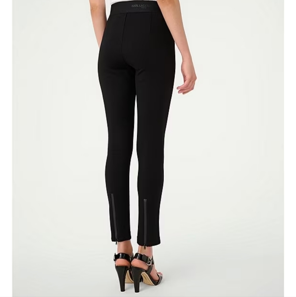 KARL LAGERFELD PARISCompression Skinny Leg Elastic Waist Zipper Detail Pull-On